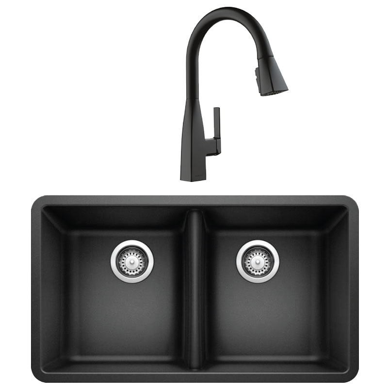 Black Kitchen Faucet and Sink